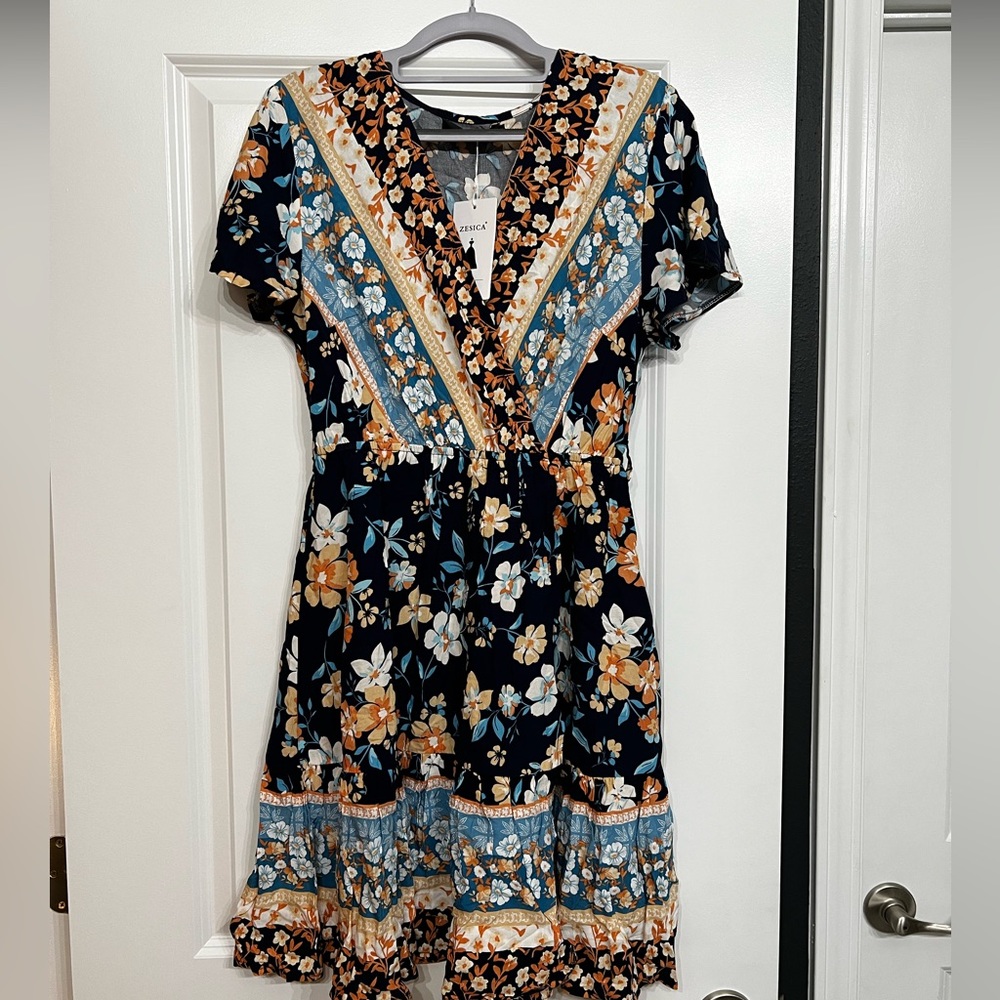ZESICA Women’s Summer Wrap Floral Mini Dress